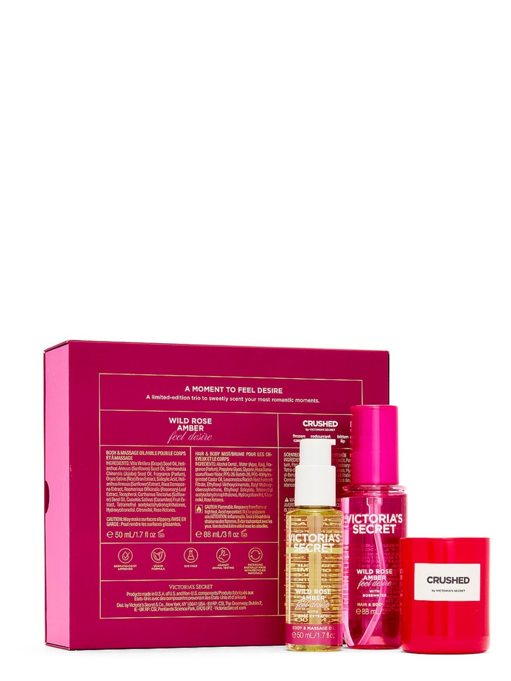 3pc Wild Rose Amber Gift Set ft. Exclusive Body Care Minis and Crushed Candl - Picture 2 of 6